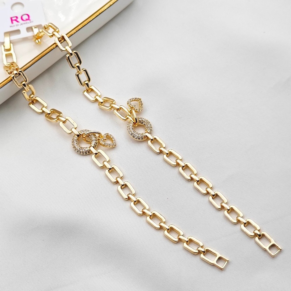 Gold Chain Necklace with Rhinestone Accents